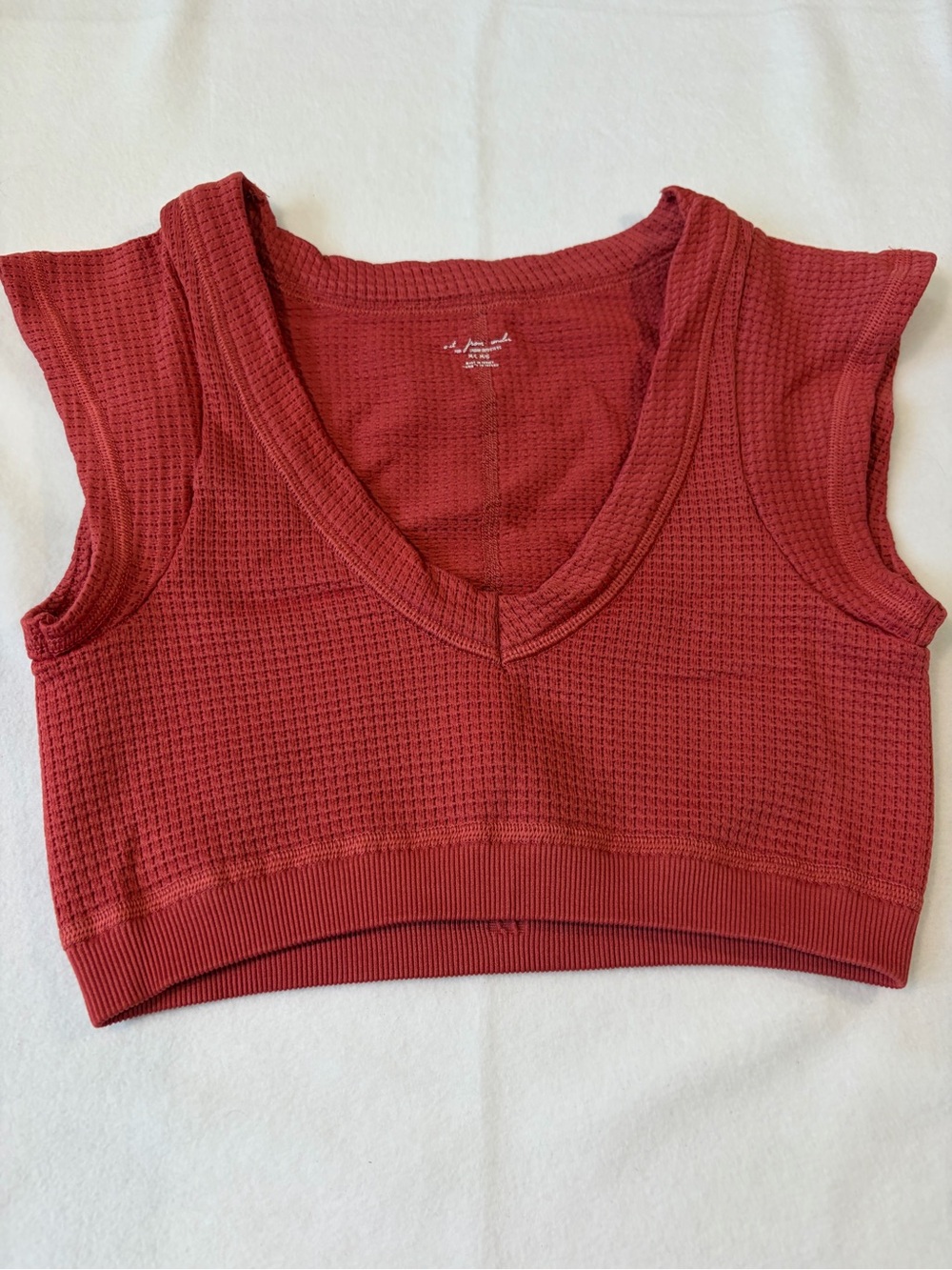 Urban Outfitters Red Waffle Knit Cropped Tank